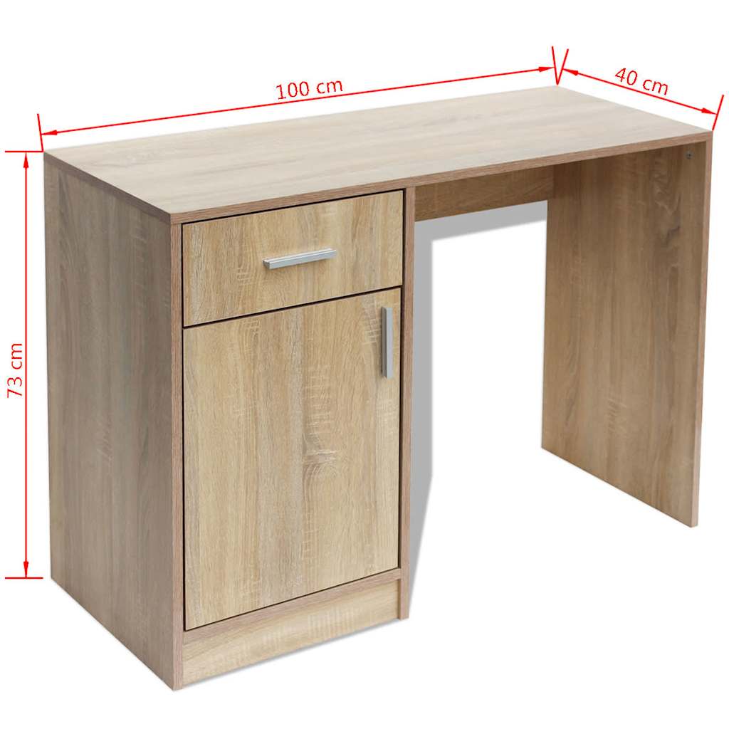Desk | Oak | Engineered wood | 100 x 40 x 73 cm | Storage | Desk