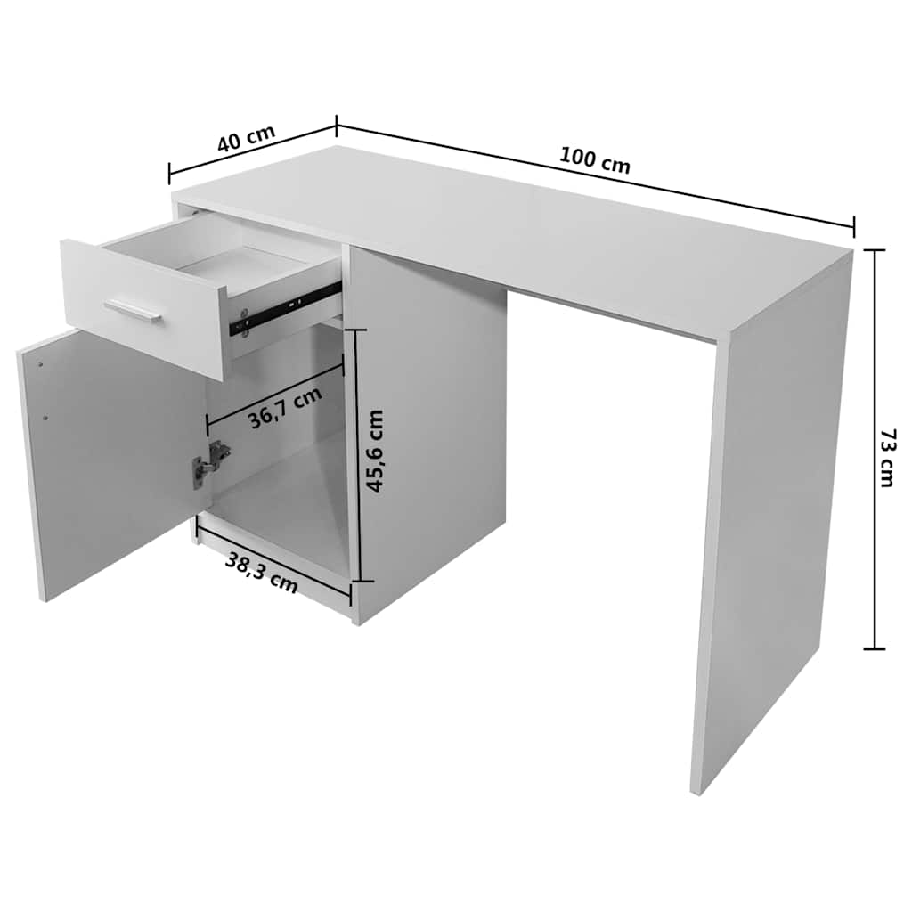Desk with Drawer and Cabinet White 100x40x73 cm