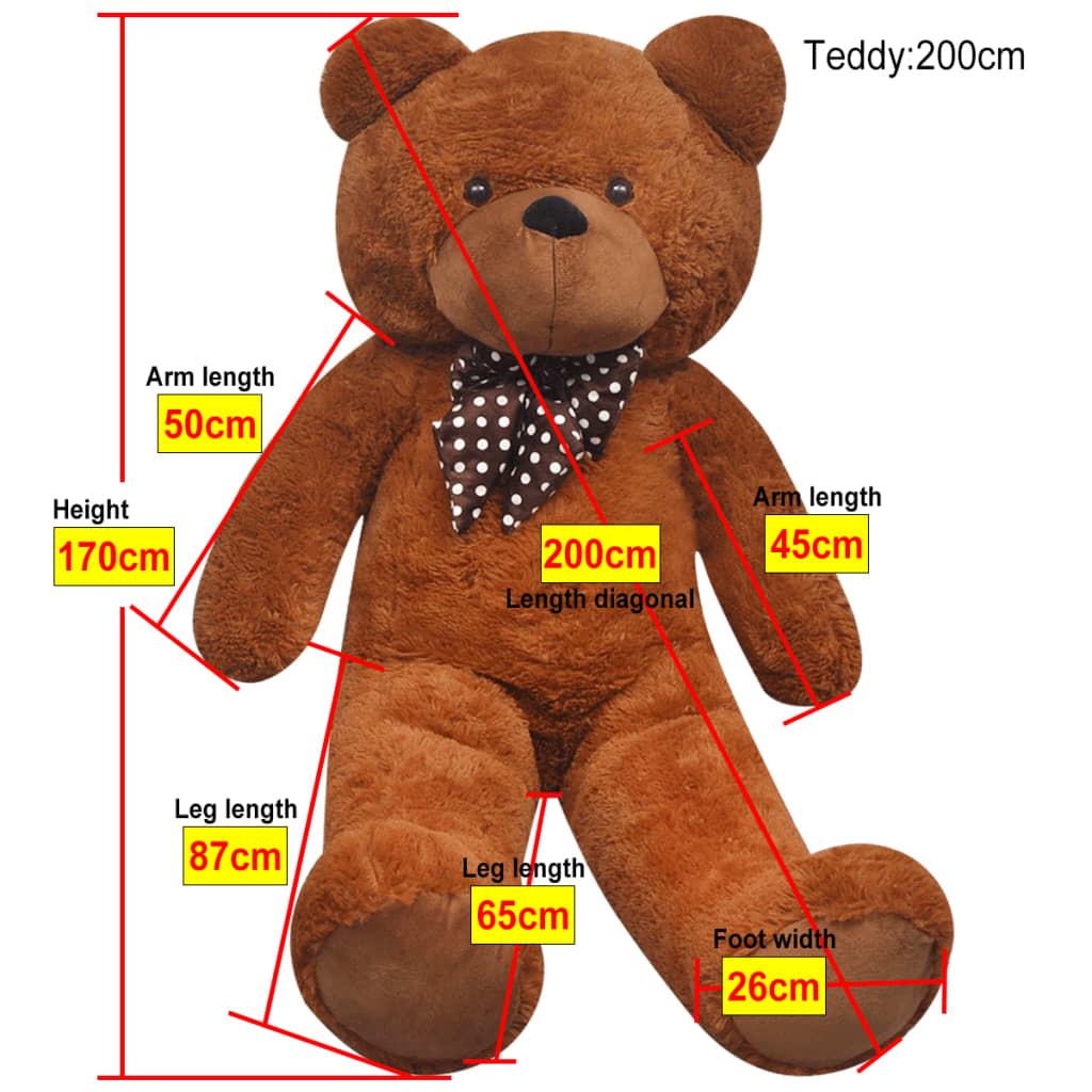 vidaXL Teddy Bear Cuddly Toy Plush Brown 170 cm