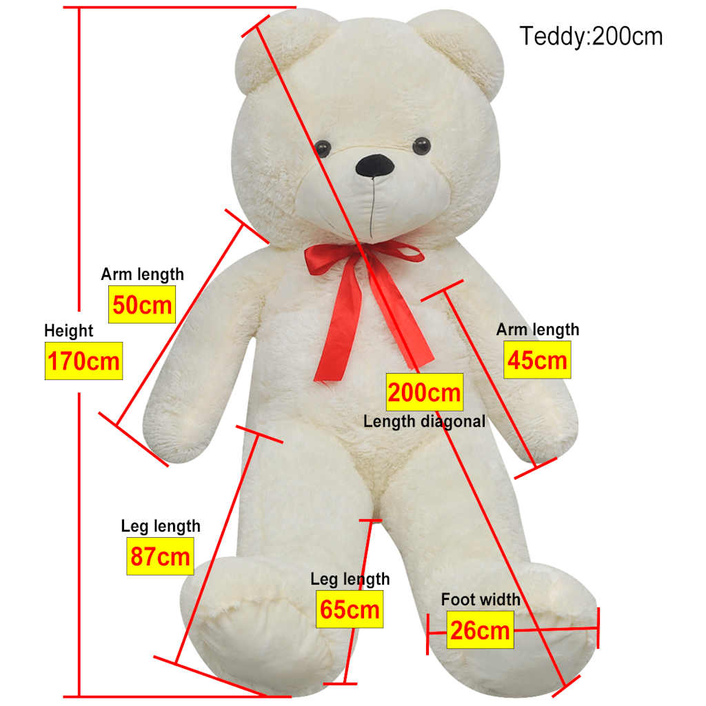 80146 vidaXL Teddy Bear Cuddly Toy Plush White 170 cm