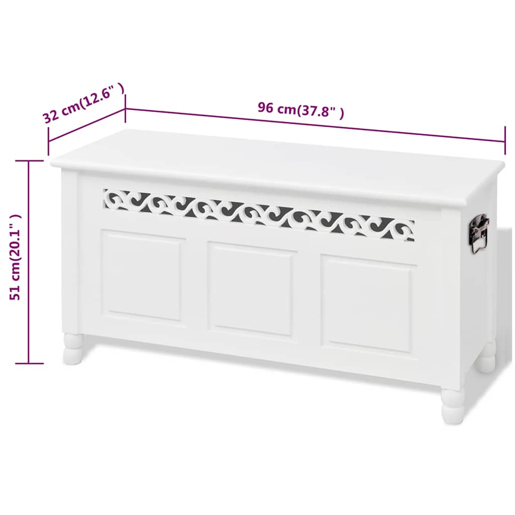 242646 vidaXL Storage Bench Baroque Style MDF White