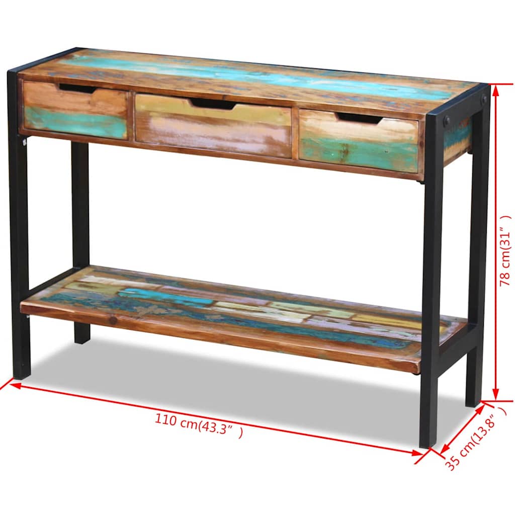 243273 vidaXL Sideboard 3 Drawers Solid Reclaimed Wood