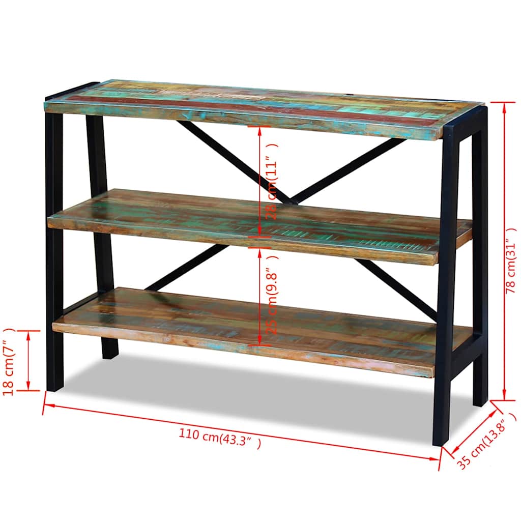 243274 vidaXL Sideboard 3 Shelves Solid Reclaimed Wood