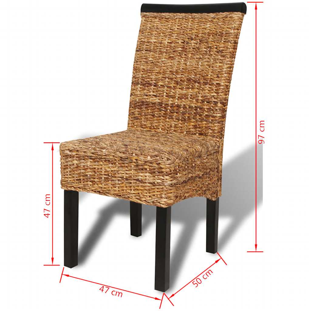 Dining Chairs 2 pcs Abaca and Solid Mahogany Wood