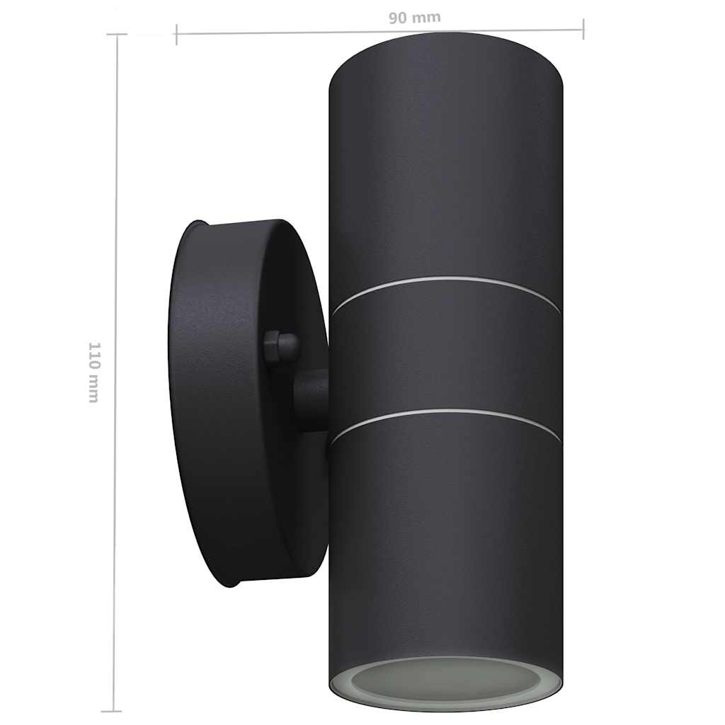 42417 vidaXL Outdoor LED Wall Lights 2 pcs Stainless Steel Up/Downwards