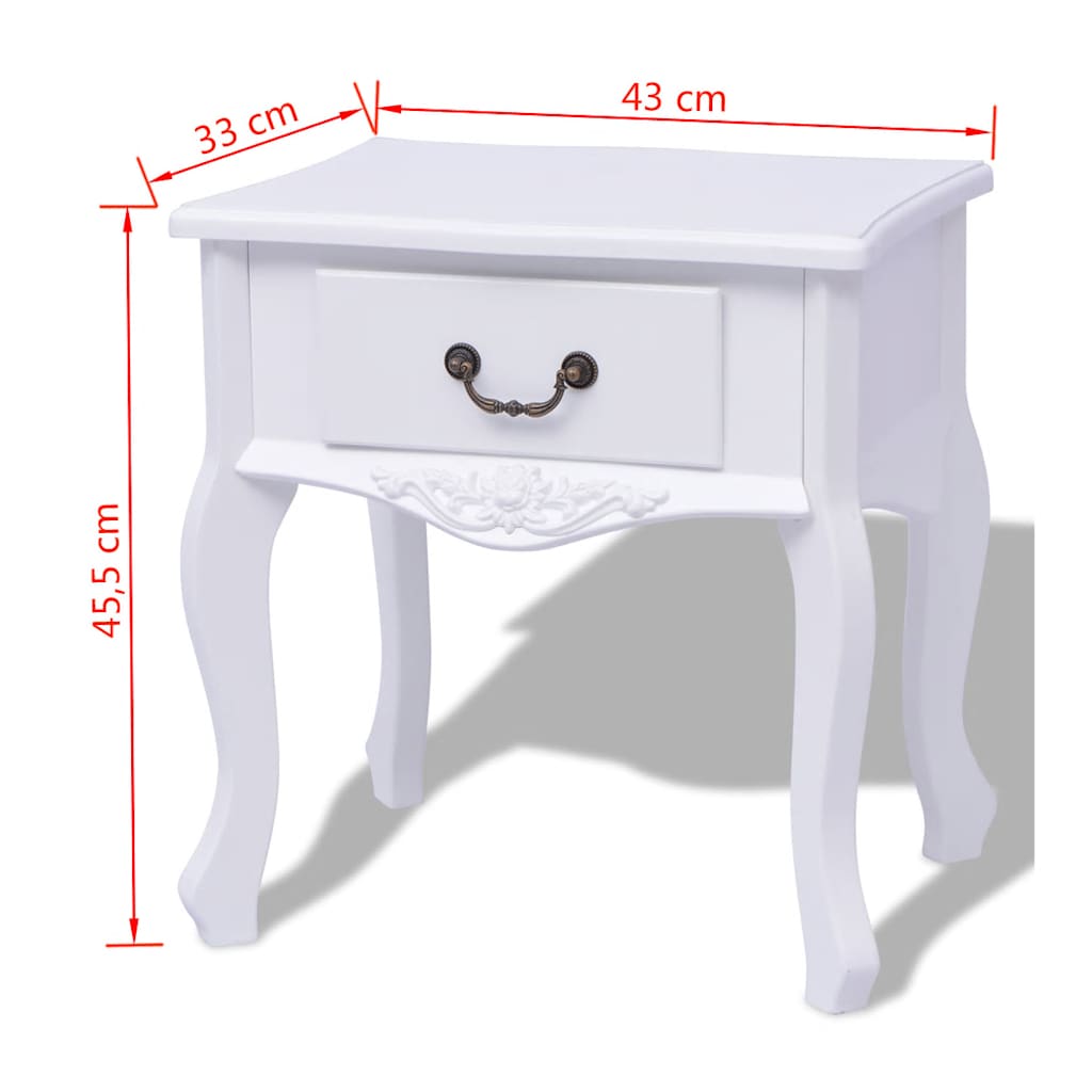 Bedside Cabinet | White | MDF | Compact | Bedside Cabinet | Rectangular