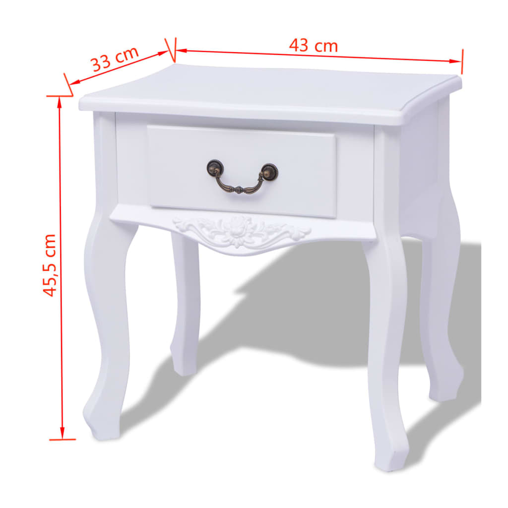 242750 vidaXL Bedside Cabinets 2 pcs MDF White