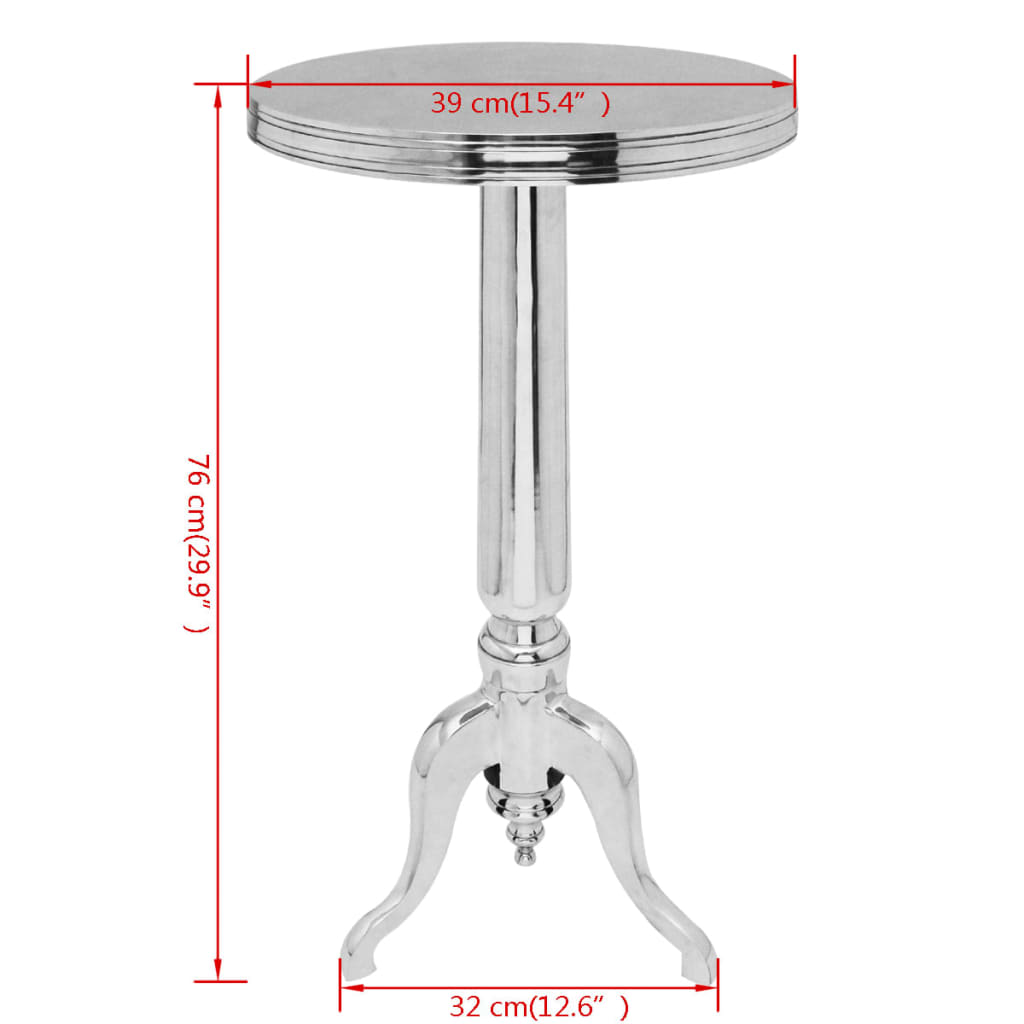 243513 vidaXL Side Table Round Aluminium Silver