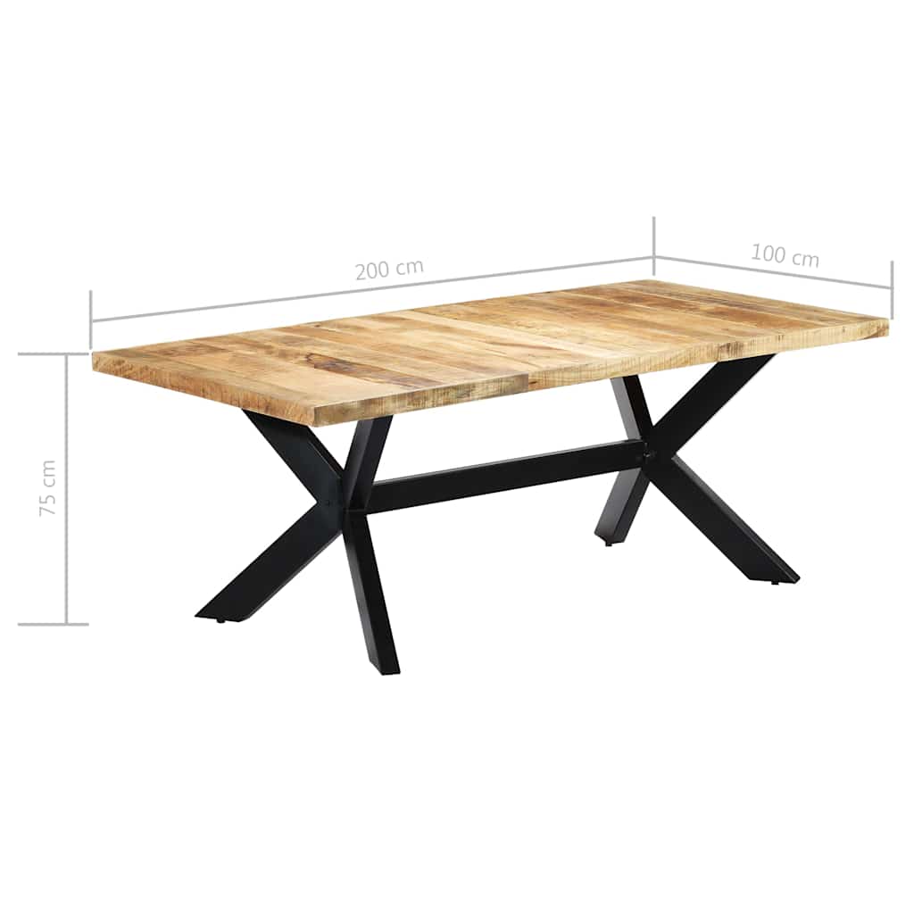 247427 vidaXL Dining Table 200x100x75 cm Solid Mango Wood