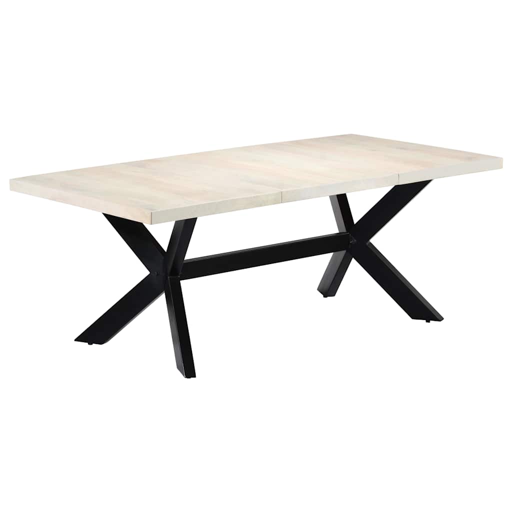 247428 vidaXL Dining Table White 200x100x75 cm Solid Mango Wood