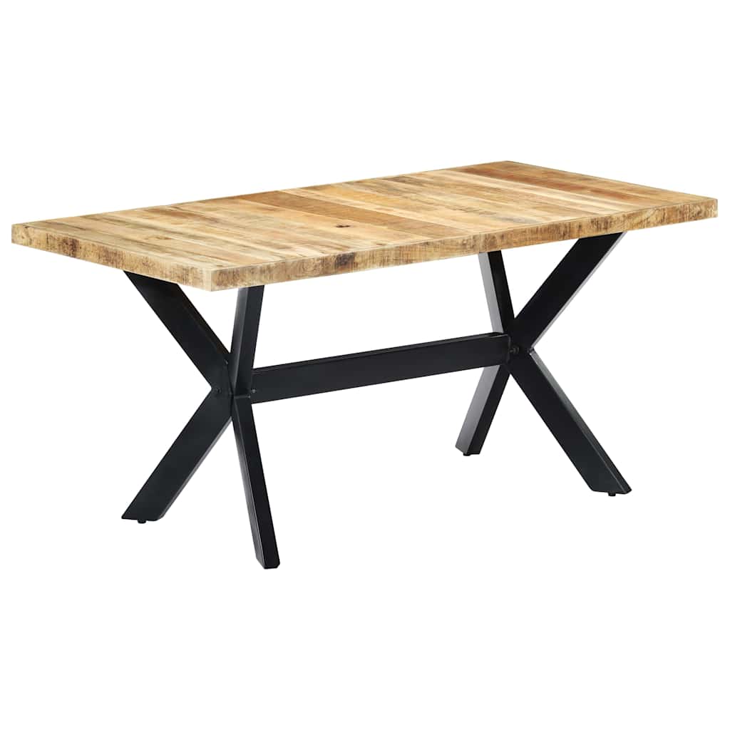 247433 vidaXL Dining Table 160x80x75 cm Solid Rough Mango Wood