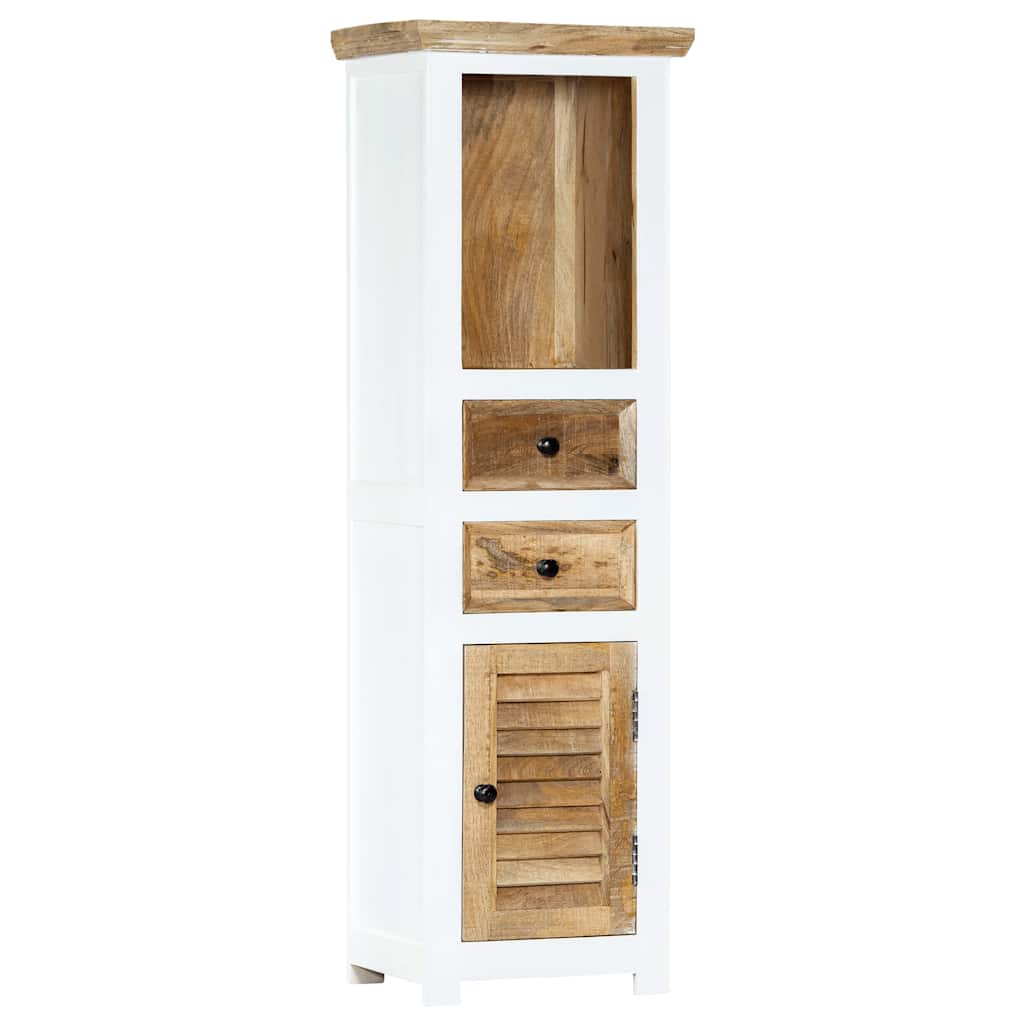 Highboard White and Brown 40x30x128 cm Solid Rough Mango Wood