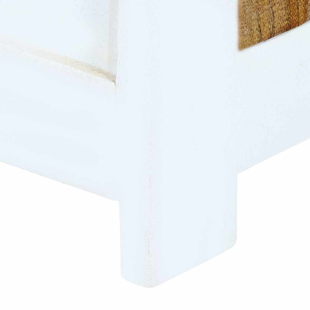 Highboard White and Brown 40x30x128 cm Solid Rough Mango Wood