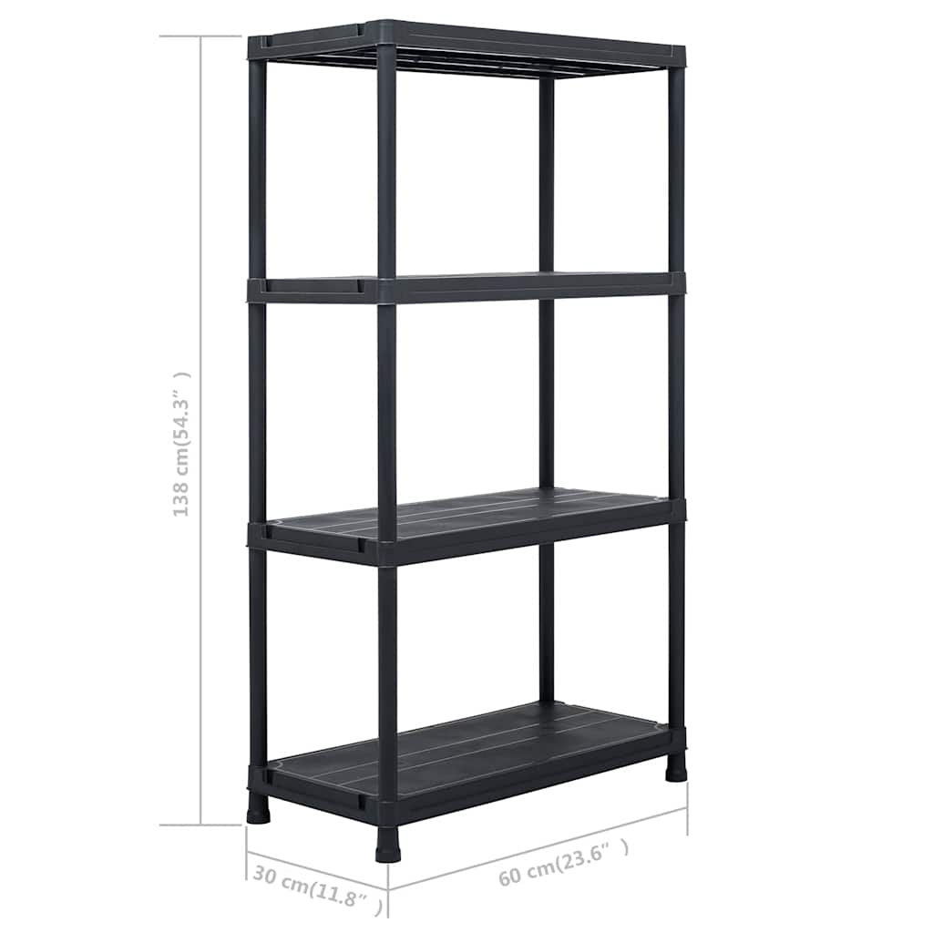 45673 vidaXL Storage Shelf Rack Black 100 kg 60x30x138 cm Plastic