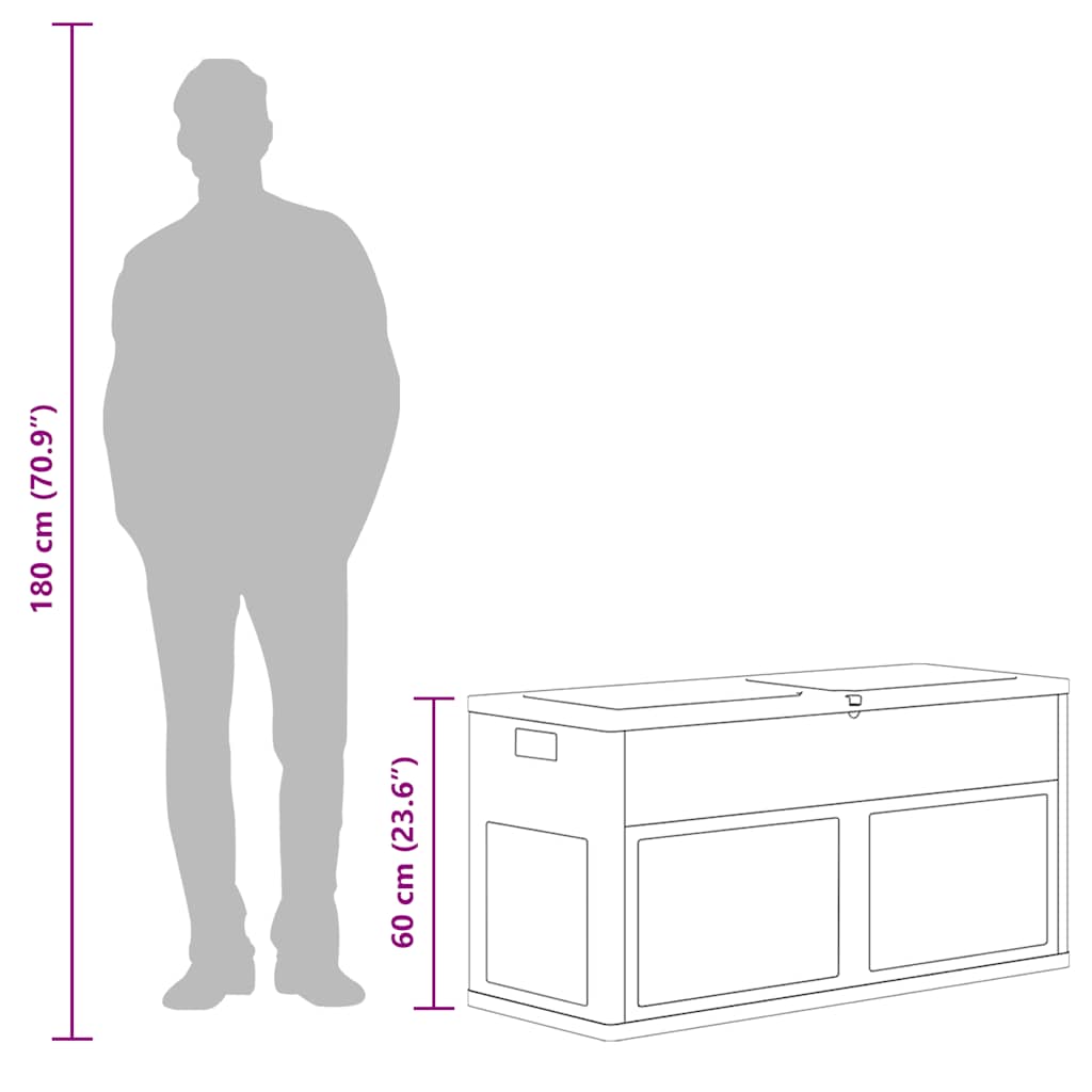45689 vidaXL Garden Storage Box 320 L Grey Black