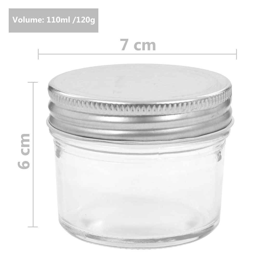 50794 vidaXL Glass Jam Jars with Silver Lids 96 pcs 110 ml