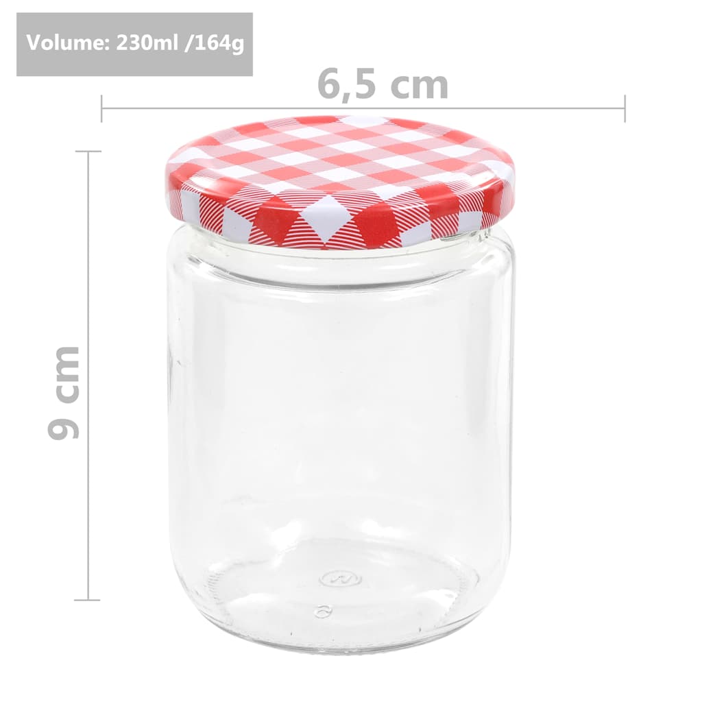 50799 vidaXL Glass Jam Jars with White and Red Lid 96 pcs 230 ml