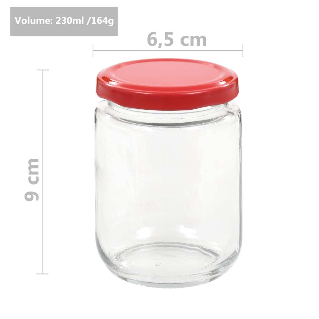 50800 vidaXL Glass Jam Jars with Red Lid 48 pcs 230 ml