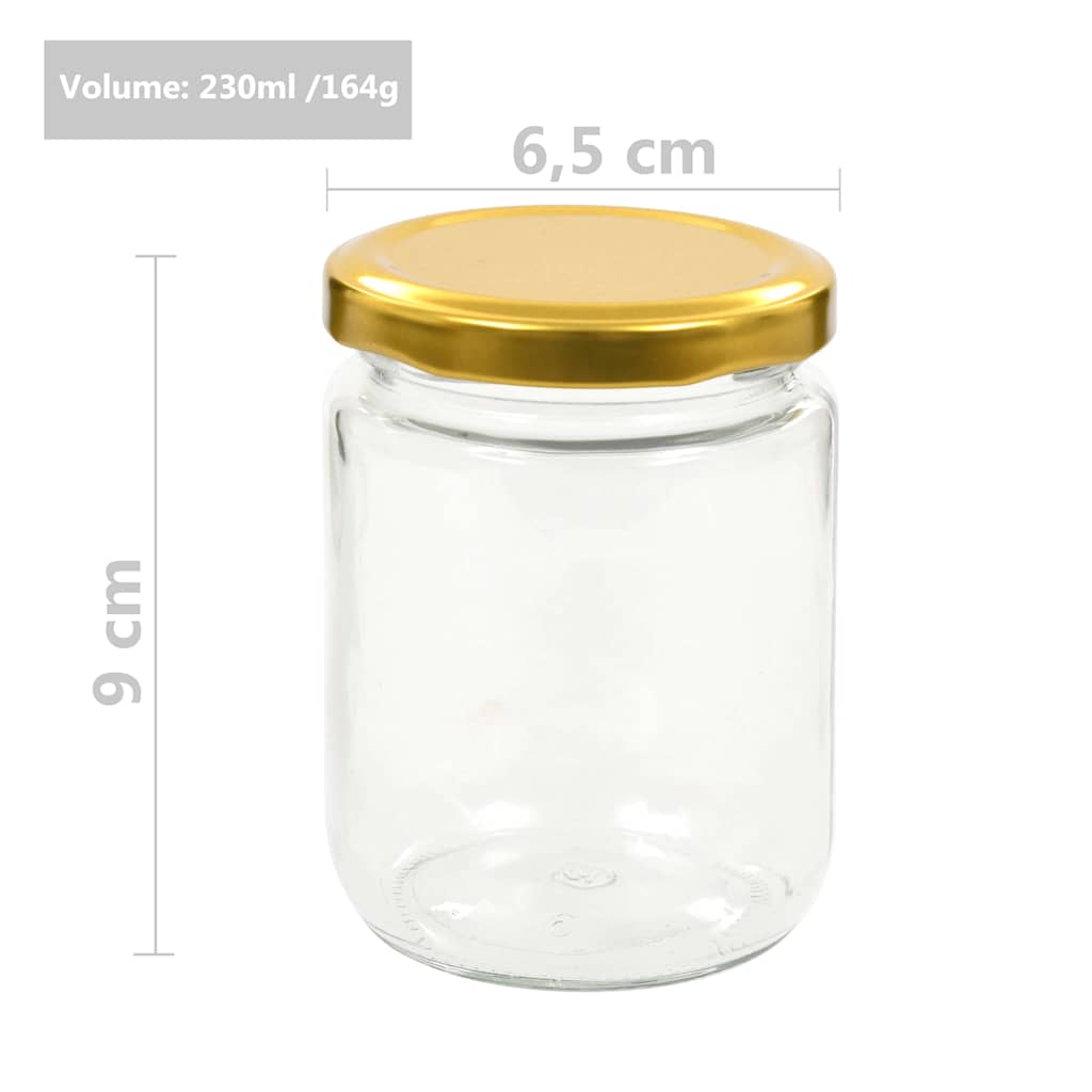 50802 vidaXL Glass Jam Jars with Gold Lid 48 pcs 230 ml