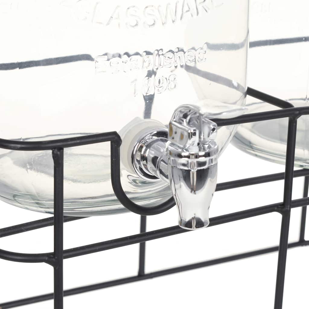 Beverage Dispensers 2 pcs with Stand 2 x 4 L Glass