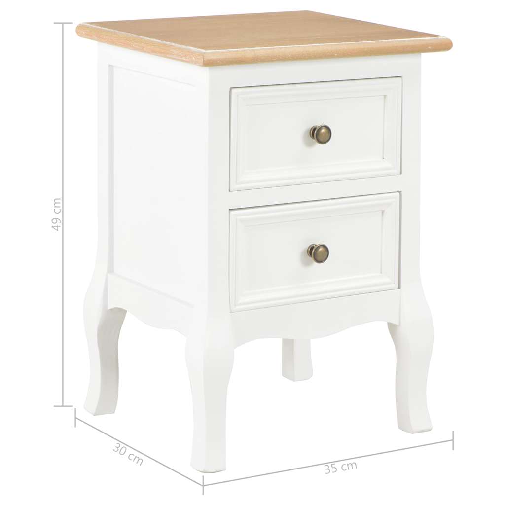 280037 vidaXL Bedside Cabinet 2 pcs White 35x30x49 cm MDF