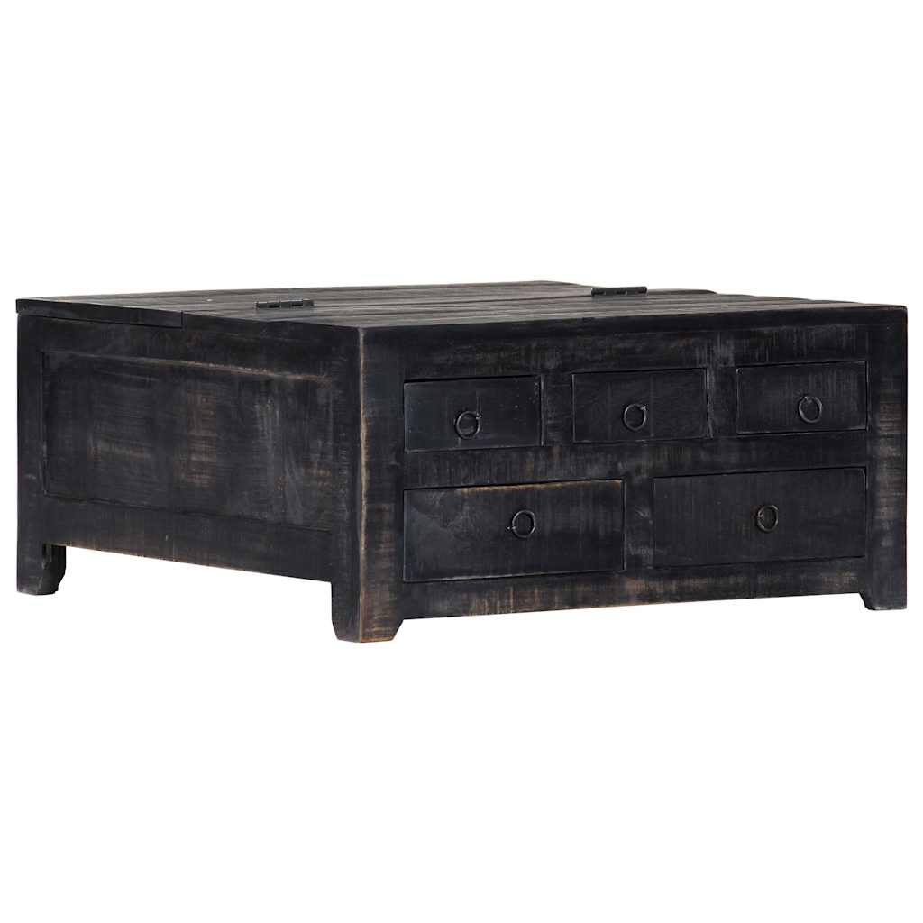 247986 vidaXL Coffee Table Black 65x65x30 cm Solid Mango Wood