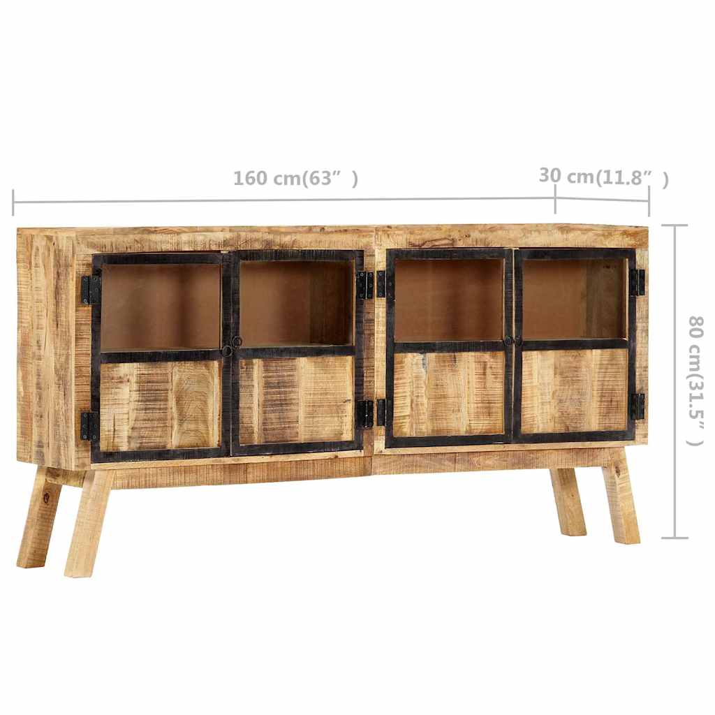 247994 vidaXL Sideboard Brown and Black 160x30x80 cm Solid Rough Mango Wood