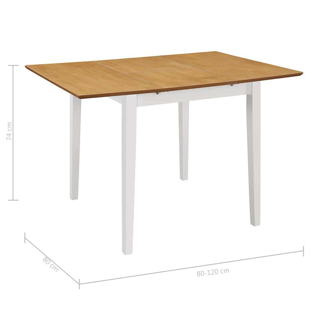247625 vidaXL Extendable Dining Table White (80-120)x80x74 cm MDF