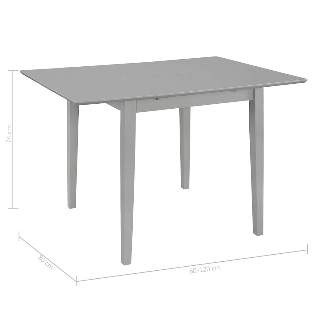247627 vidaXL Extendable Dining Table Grey (80-120)x80x74 cm MDF
