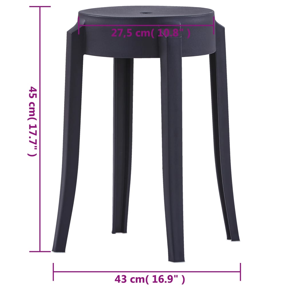 vidaXL Stackable Stools 4 pcs Black Plastic