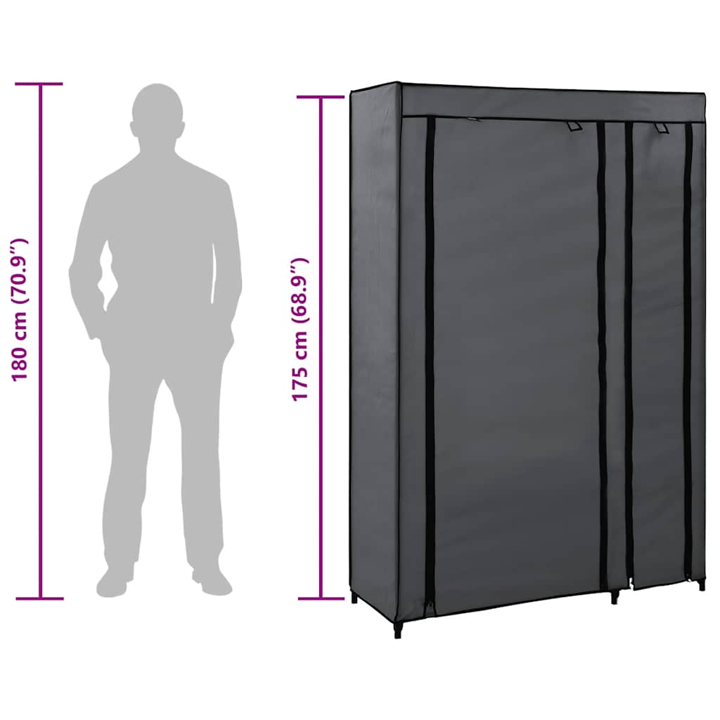 Folding Wardrobe Grey 110x45x175 cm Fabric