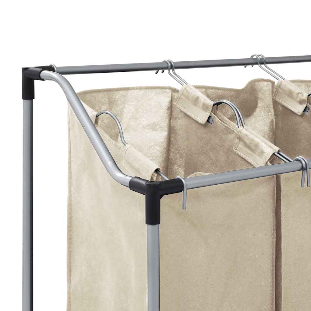 282428 vidaXL Laundry Sorter with 4 Bags Cream Steel