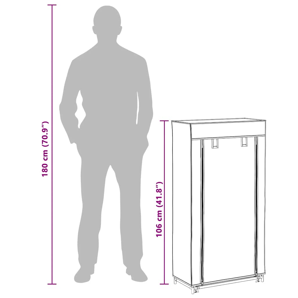 282430 vidaXL Shoe Cabinet with Cover Grey 58x28x106 cm Fabric