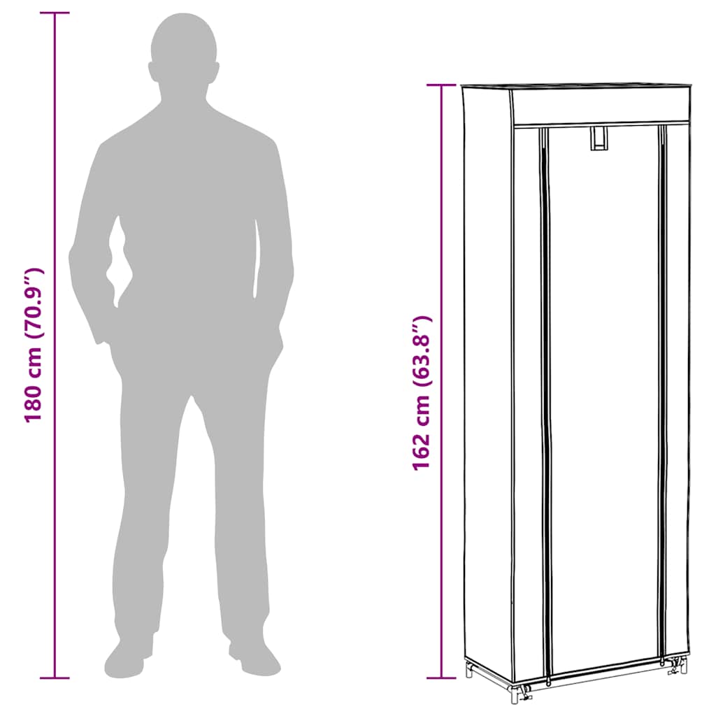 282432 vidaXL Shoe Cabinet with Cover Grey 57x29x162 cm Fabric