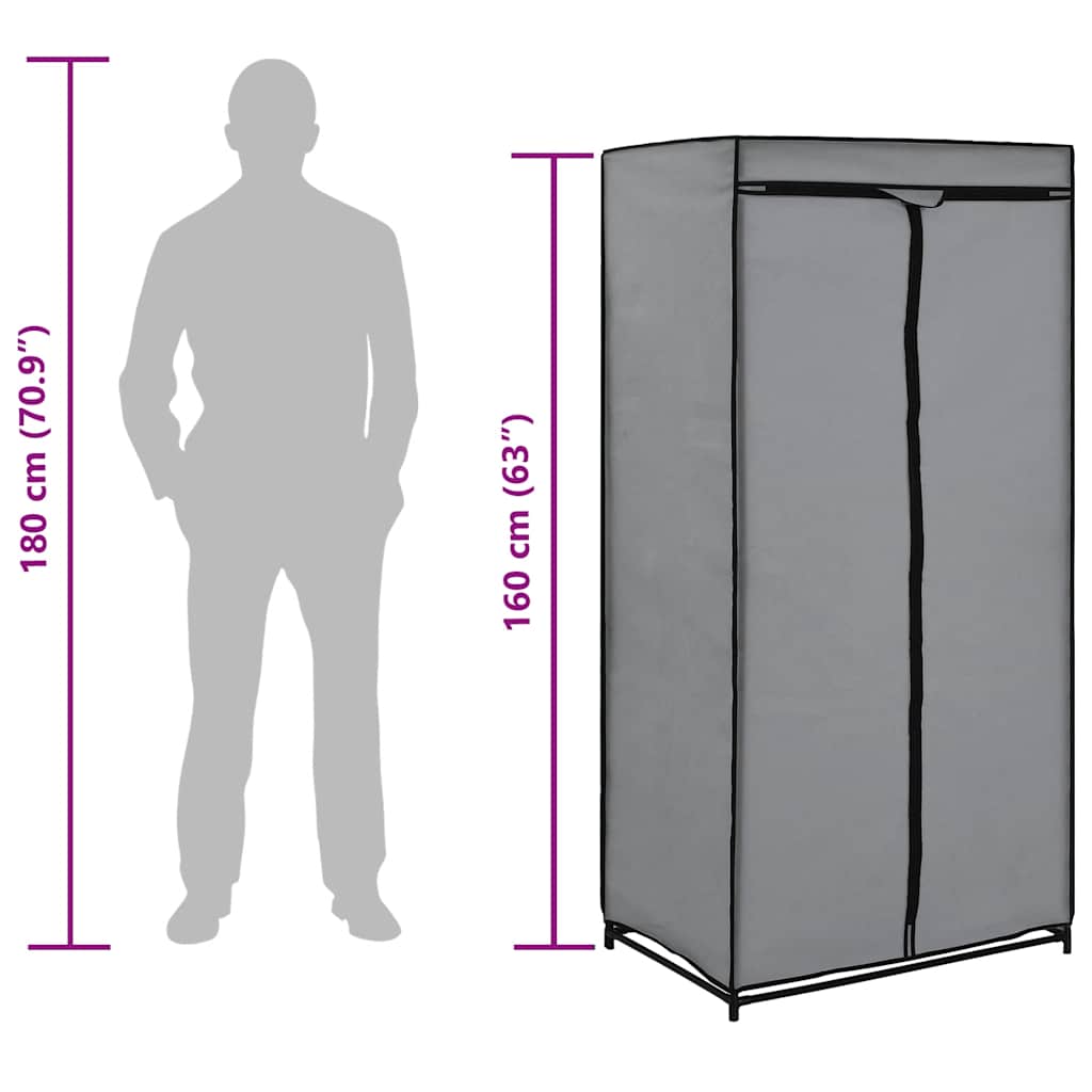 Wardrobes 2 pcs Grey 75x50x160 cm