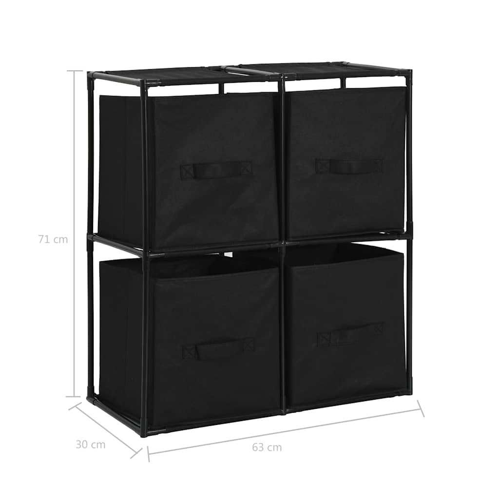 282462 vidaXL Storage Cabinet with 4 Fabric Baskets Black 63x30x71 cm Steel