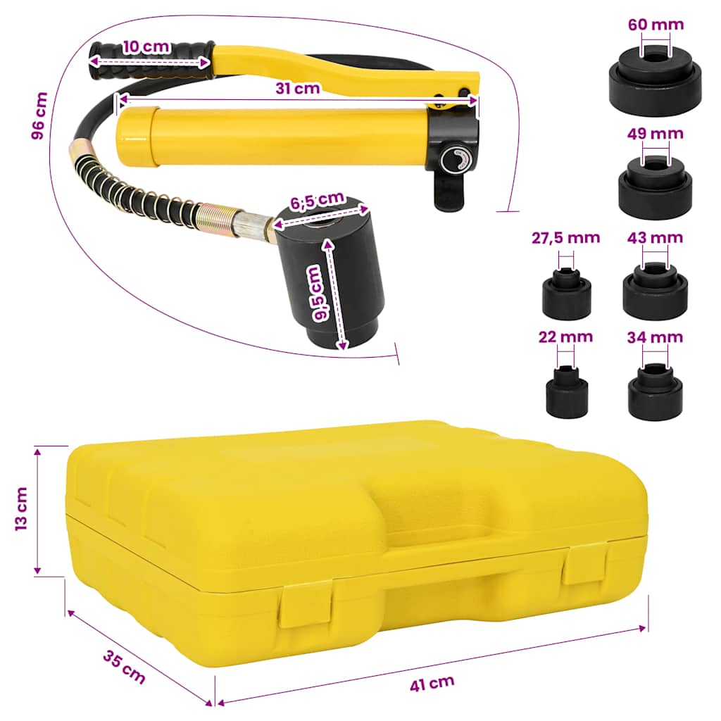 143785 vidaXL Hydraulic Crimping Tool Set 22-60 mm