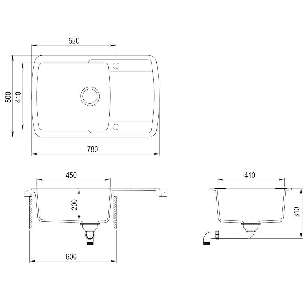 144853 vidaXL Granite Kitchen Sink Single Basin White