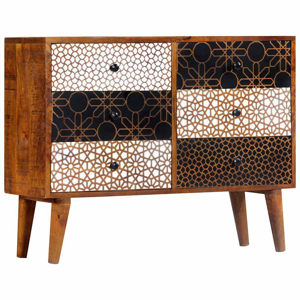 247916 vidaXL Sideboard with Printed Pattern 90x30x70 cm Solid Mango Wood