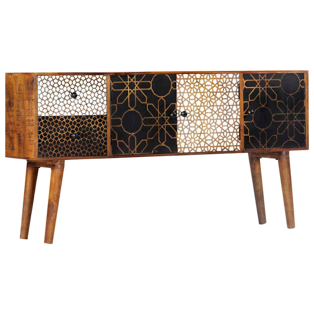 247917 vidaXL Sideboard with Printed Pattern 130x30x70 cm Solid Mango Wood