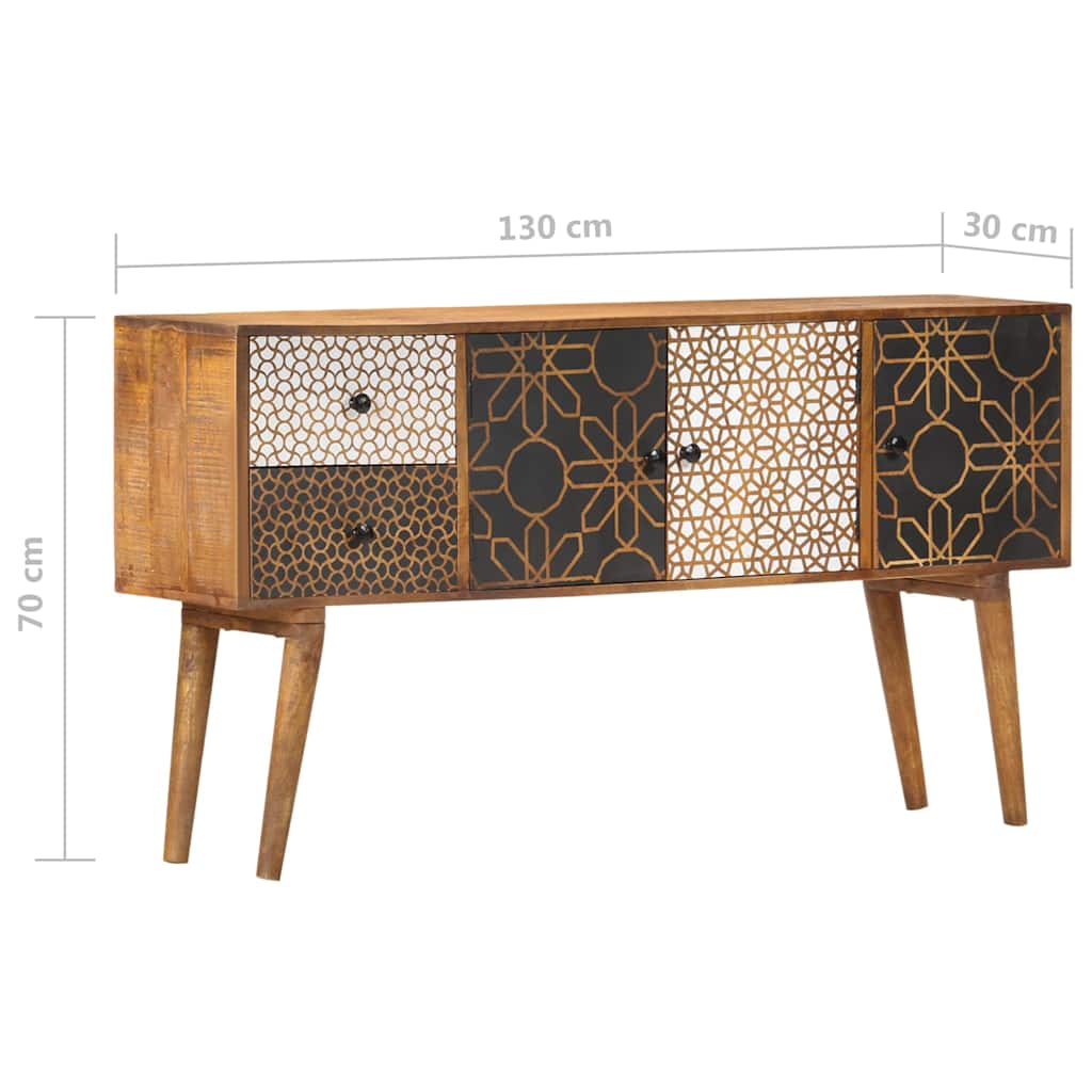 247917 vidaXL Sideboard with Printed Pattern 130x30x70 cm Solid Mango Wood