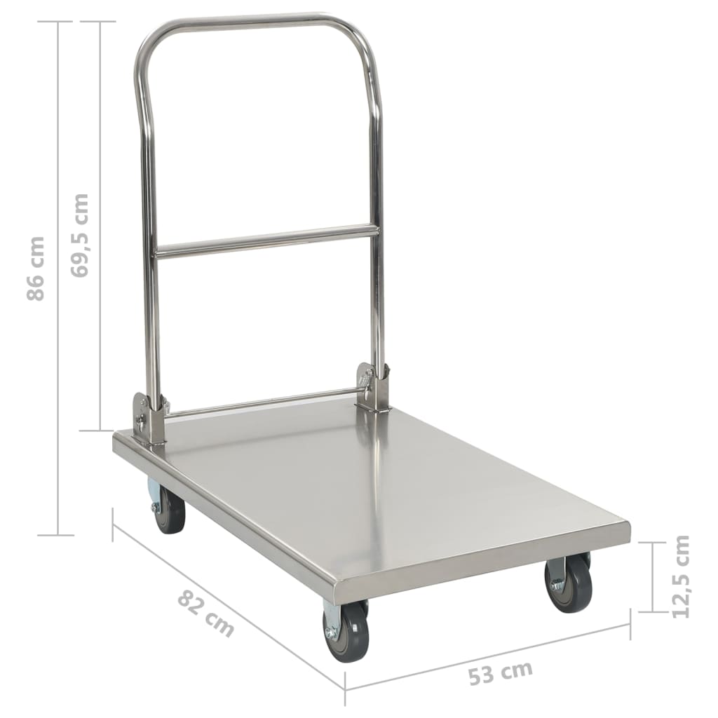 vidaXL Platform Wagon Silver 82x53x86 cm Stainless Steel