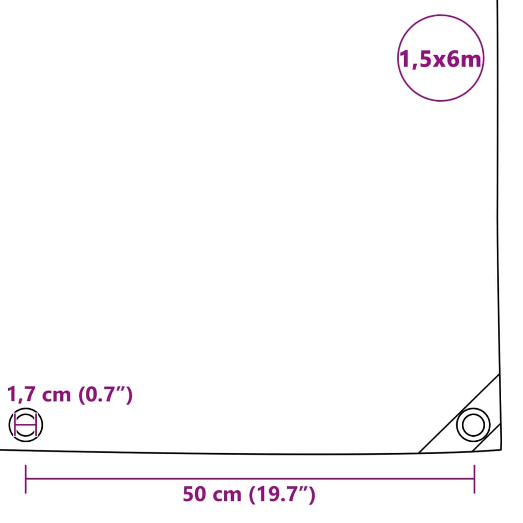 Tarpaulins Green 1.5 x 6 m Canvas with PVC Coating