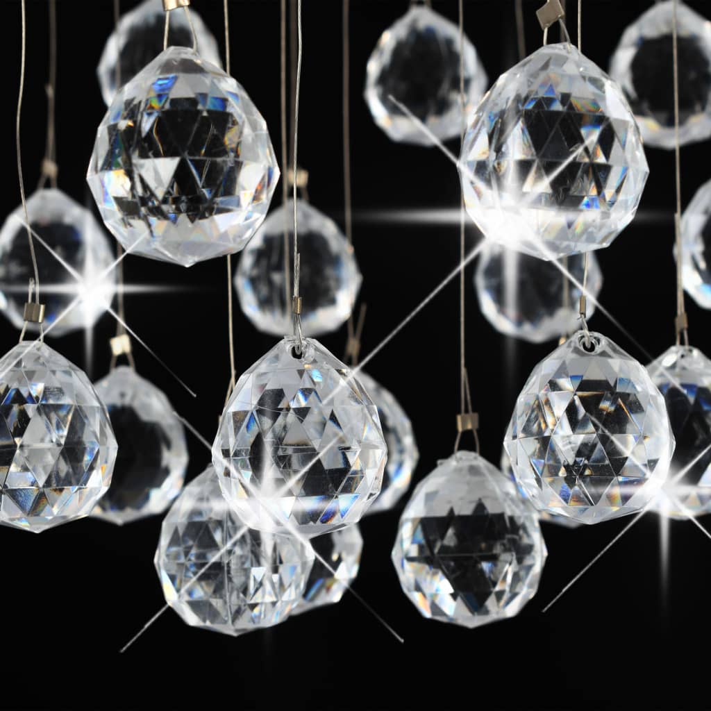 281575 vidaXL Ceiling Lamp with Crystal Beads Silver Sphere 3 x G9 Bulbs