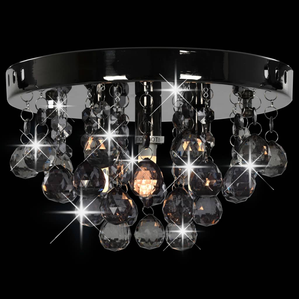 281581 vidaXL Ceiling Lamp with Smoky Beads Black Round G9