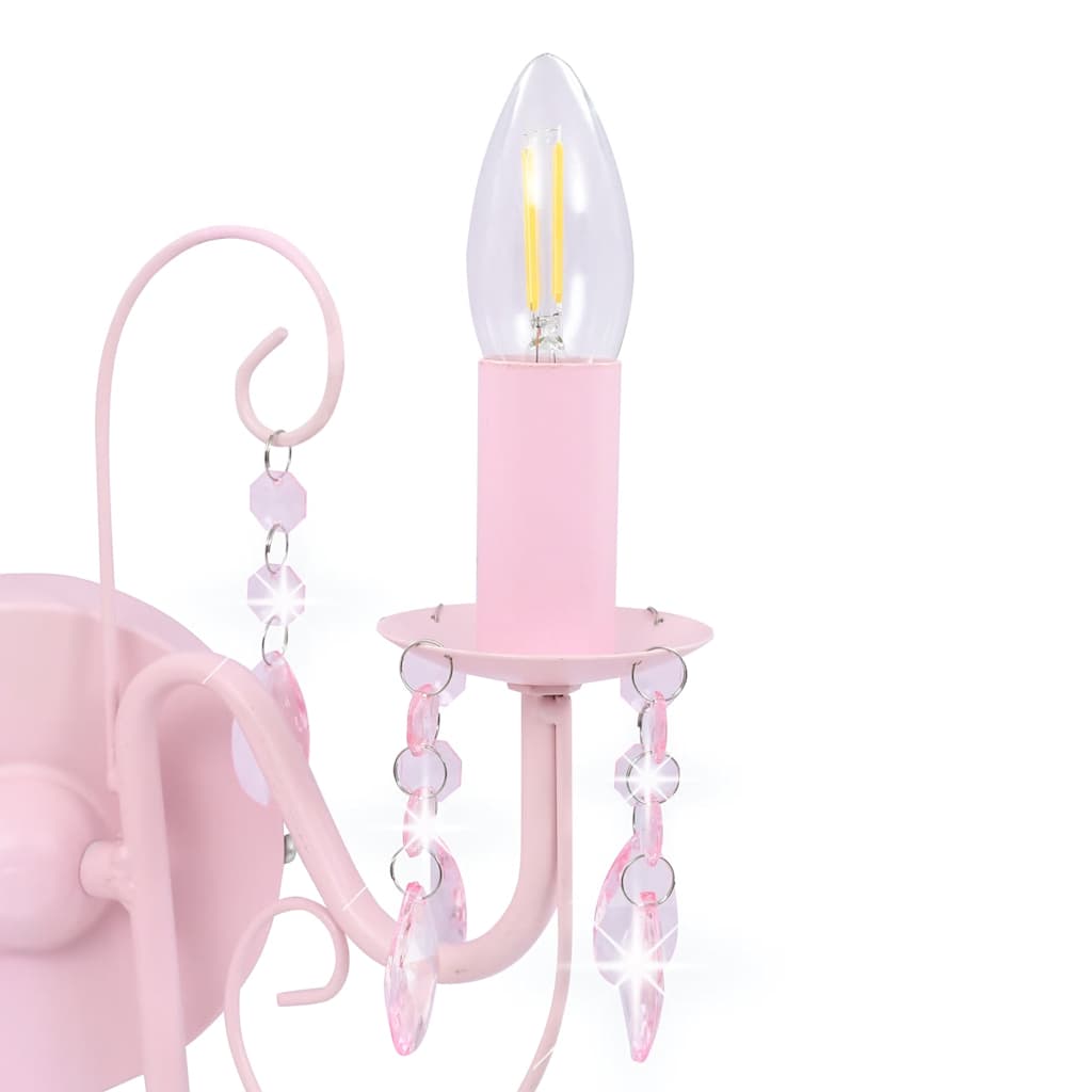 Wall Lamp with Beads Pink 2 x E14 Bulbs