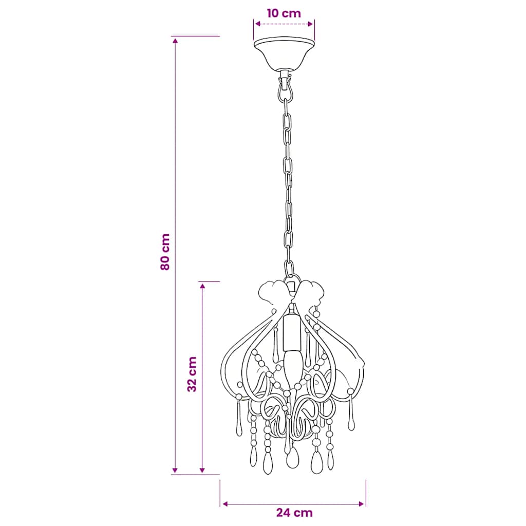 281593 vidaXL Ceiling Lamp with Beads White Round E14