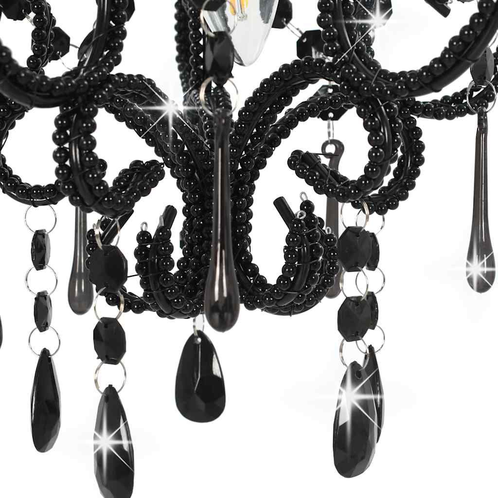 281594 vidaXL Ceiling Lamp with Beads Black Round E14