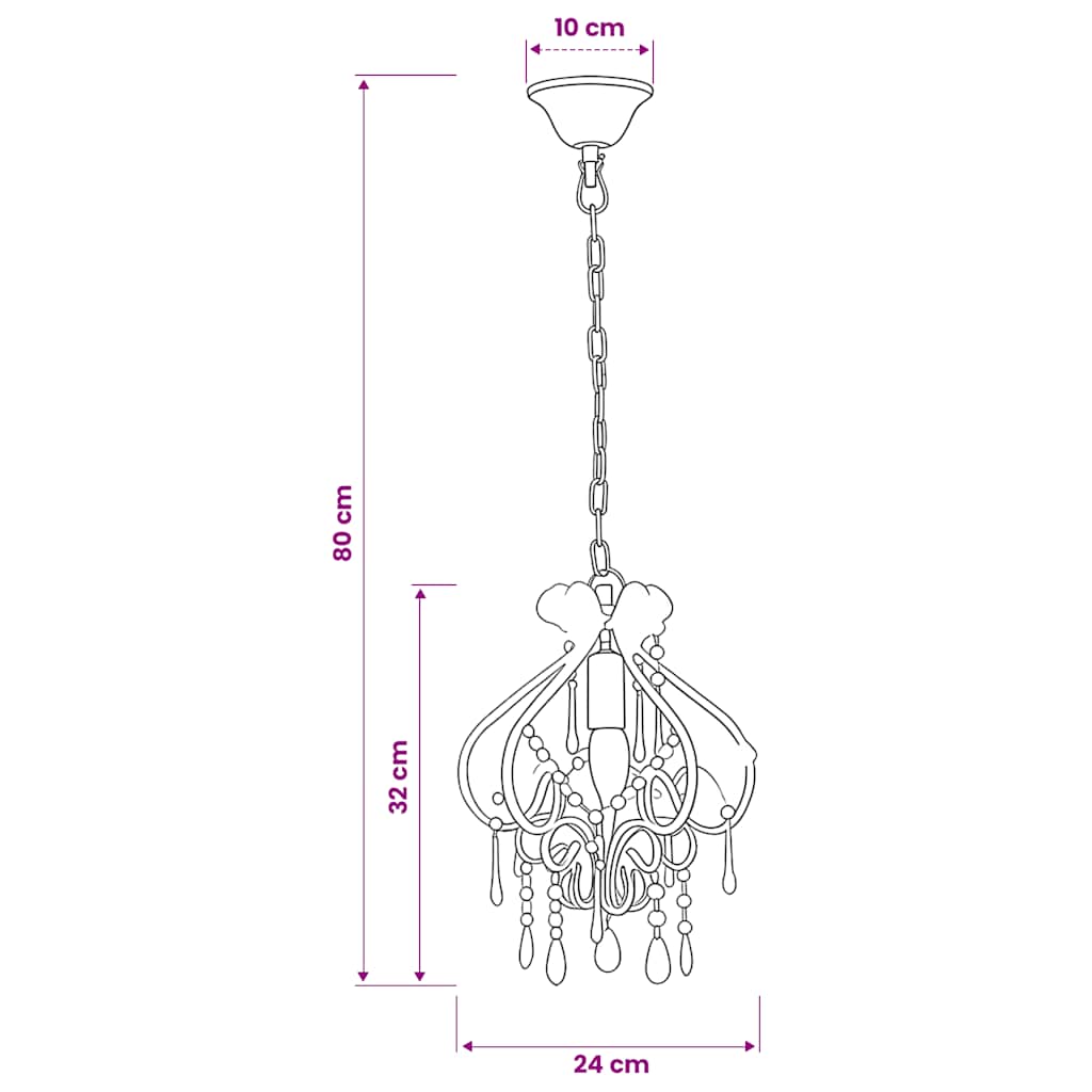 281595 vidaXL Ceiling Lamp with Beads Pink Round E14