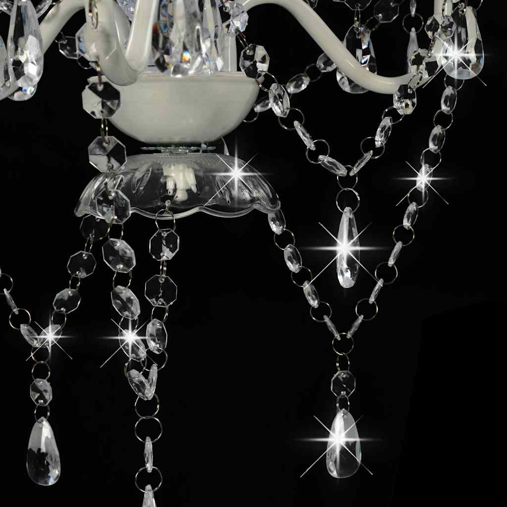 281596 vidaXL Chandelier with Beads White Round 3 x E14